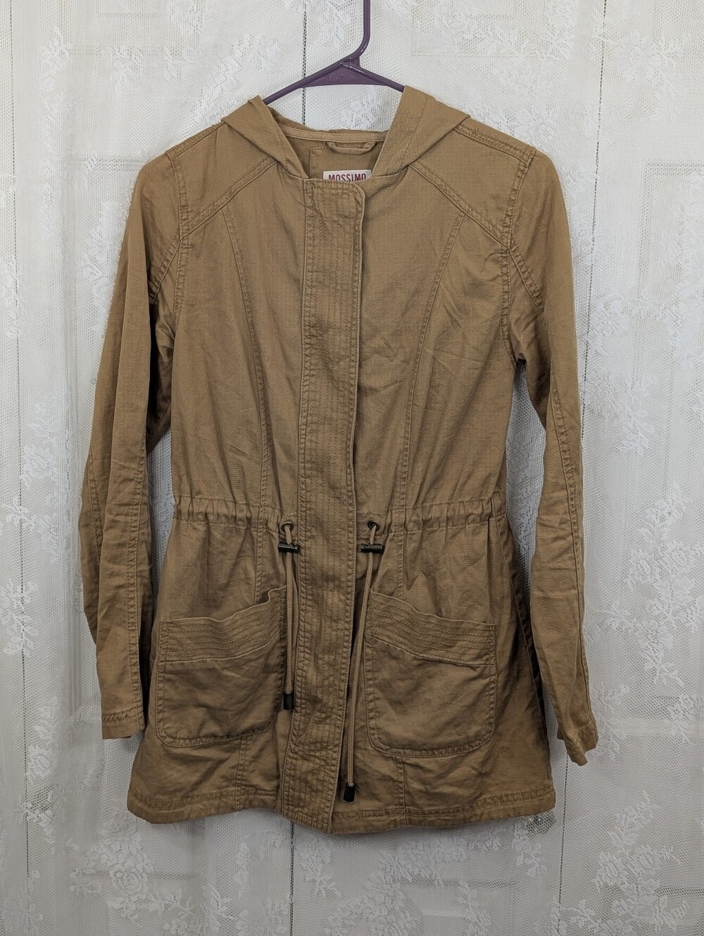 Mossimo Supply Co.: Tan Utility Jacket with Hood-Size Small